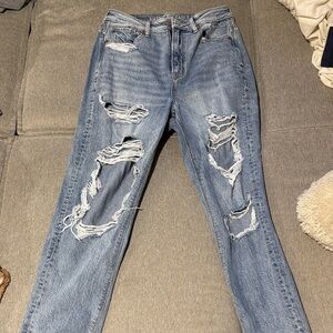 Distressed Blue Jeans